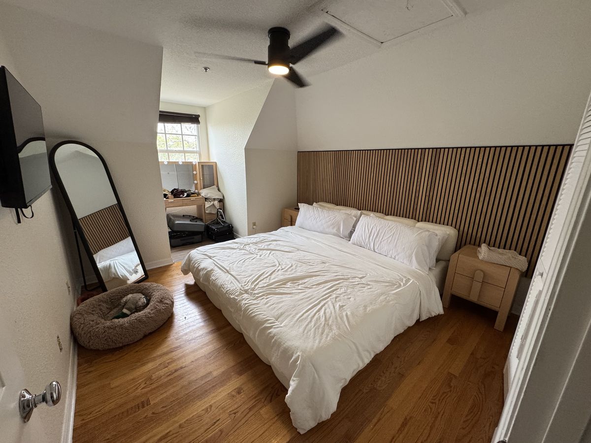 Wood slat accent wall carpentry